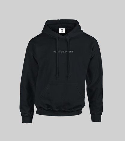 🛡️ Hoodie "Vincit Qui Patitur" – Resiste. Vence. Trasciende. BLACK