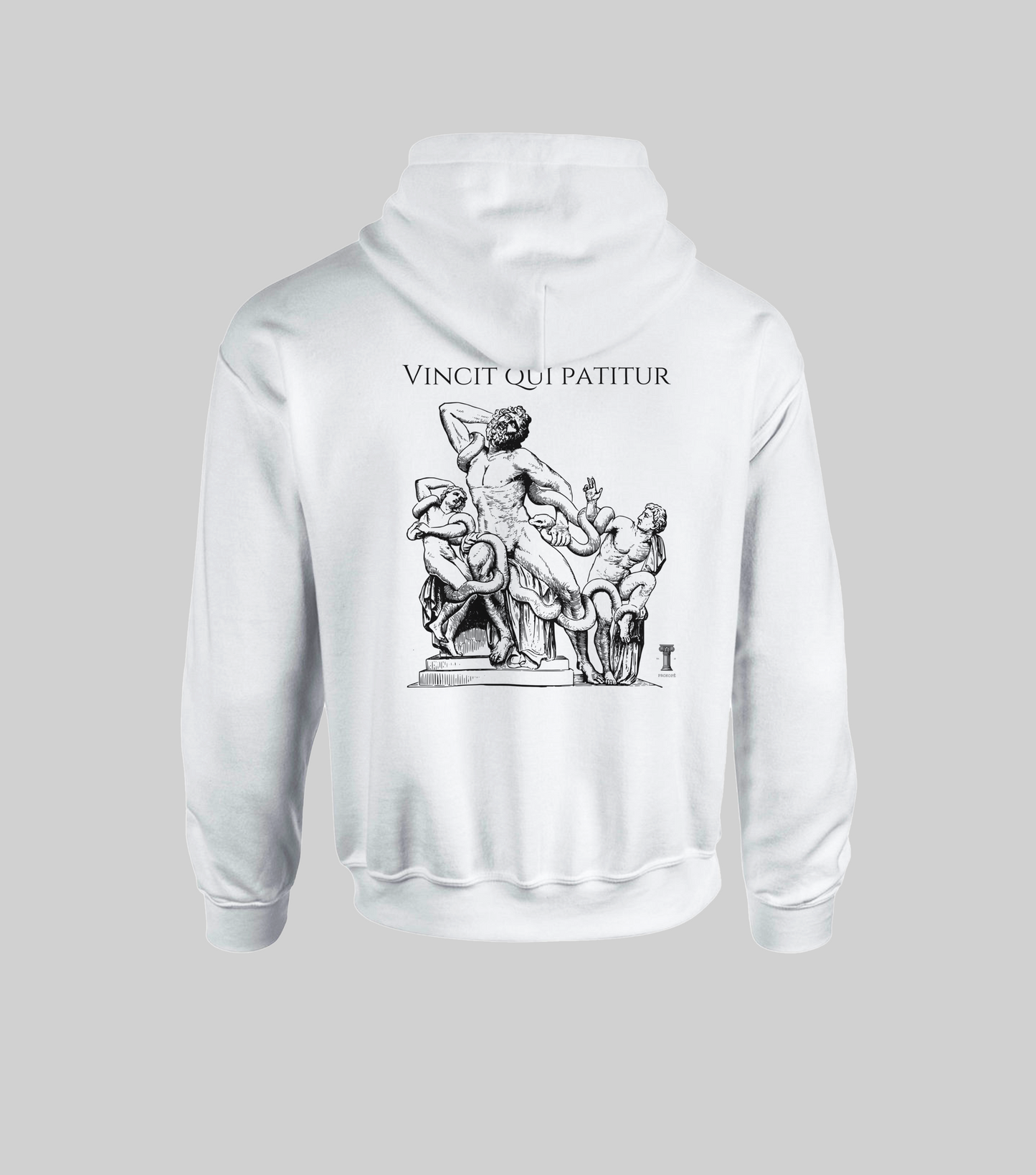 🛡️ Hoodie "Vincit Qui Patitur" – Resiste. Vence. Trasciende. WHITE