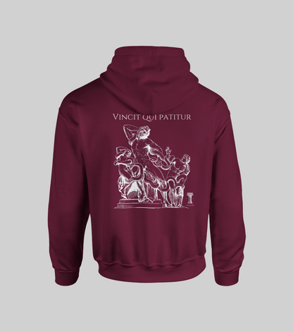 🛡️ Hoodie "Vincit Qui Patitur" – Resiste. Vence. Trasciende. MAROON