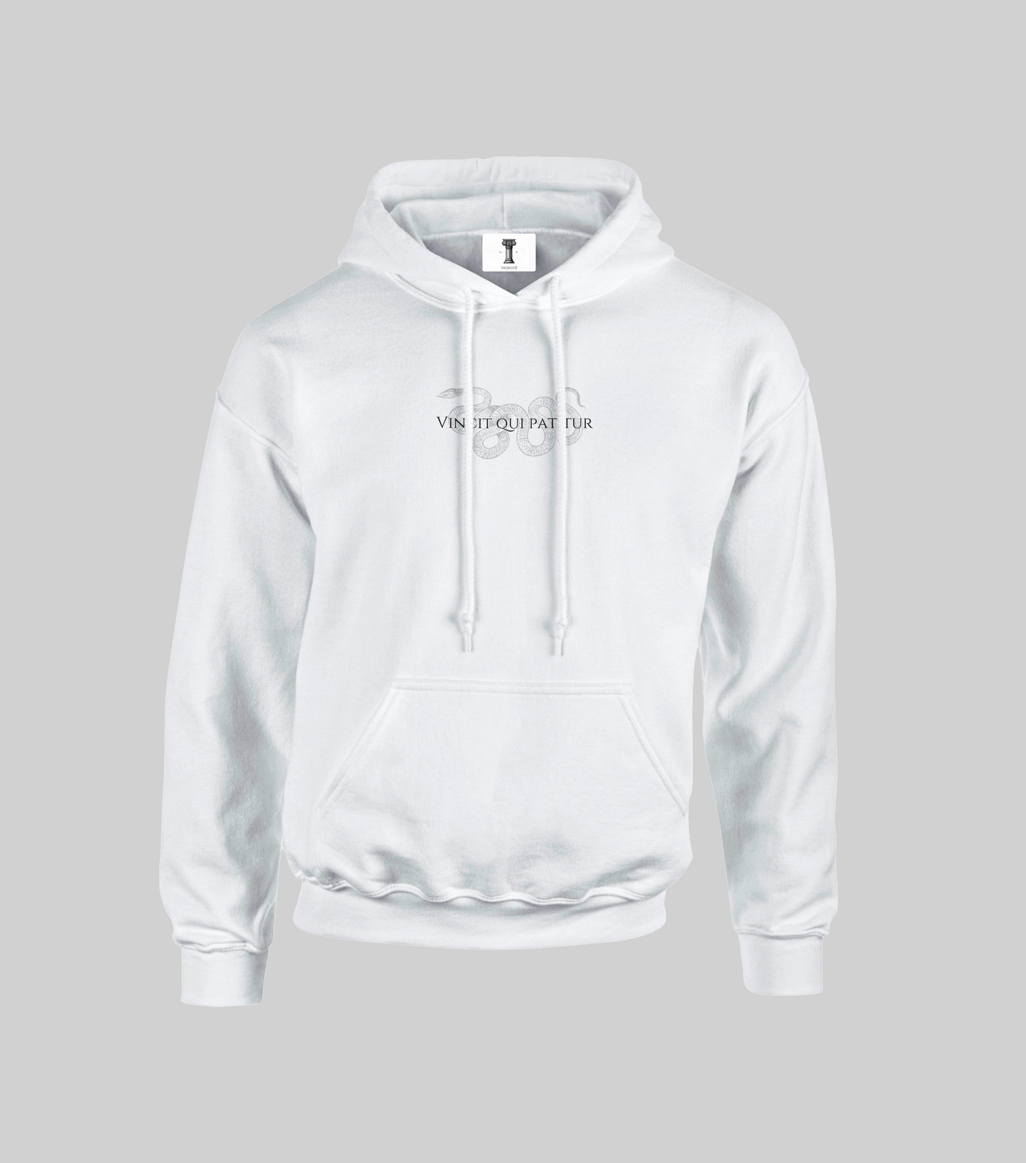 🛡️ Hoodie "Vincit Qui Patitur" – Resiste. Vence. Trasciende. WHITE